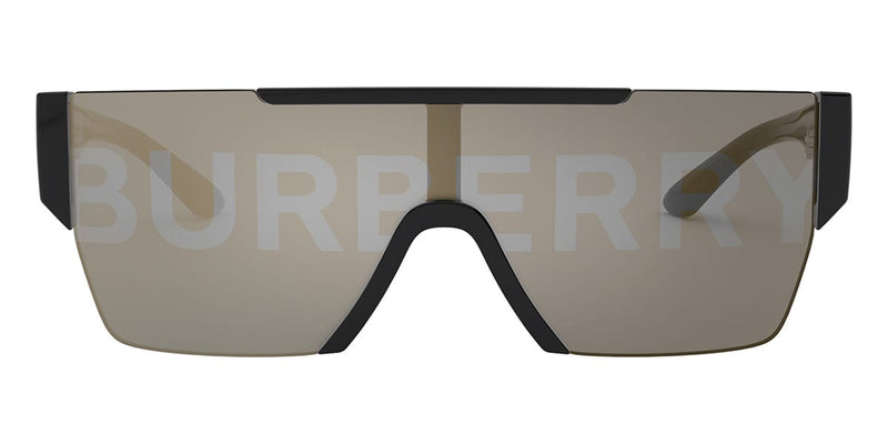 NEW BURBERRY BE4291 3001/G SHIELD SUNGLASSES BROWN Burberry BE4291 Mirrored Shield Sunglasses in Black Gold  main image 4