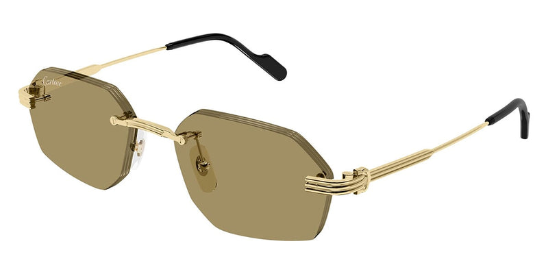 Cartier ゴールド ブラウン サングラス 紫外線カット ケース付き Cartier CT0616S 002 Sunglasses - US