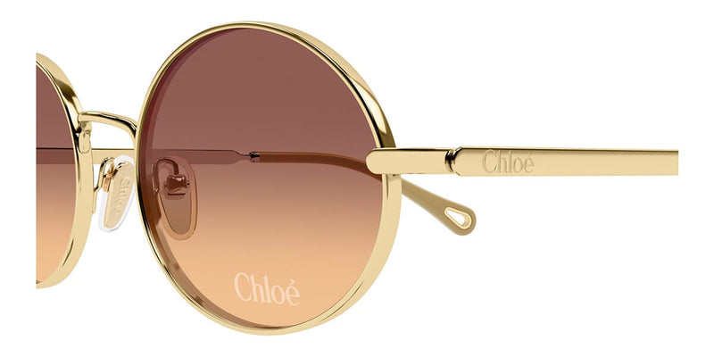 Chloé Gold Round Sunglasses with Brown Gradient Lenses Chloe Aly 55mm Metal Round Sunglasses | Neiman Marcus main image 4