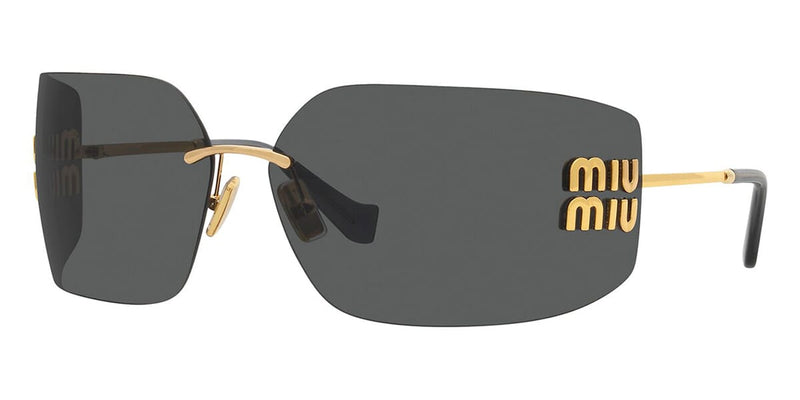 Miu Miu MU 54YS 5AK5S0 Rimless Wraparound Black Sunglasses