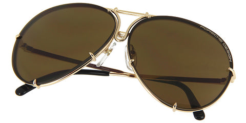 Porsche Design 8478 A Gold Frame - Brown + Blue Lenses - As Seen On Johnny Depp