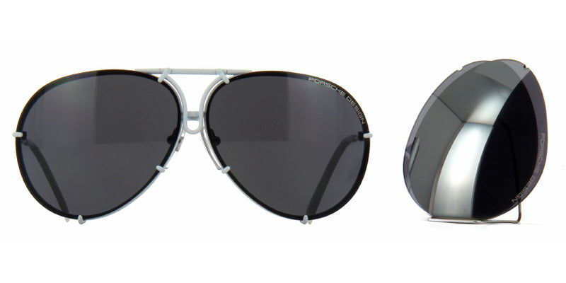 Porsche Design 8478 P White Frame - Dk Grey + Silver Lenses - As Seen On  Kylie Jenner & Khloe Kardashian - US