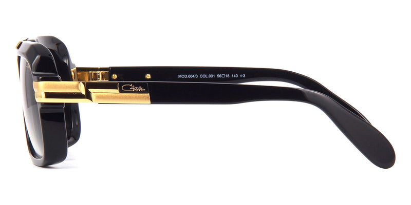 Cazal 664 Sunglasses - Retro Pilot Style (Black/Gold, Grey Gradient Lens, 56mm) - View #8