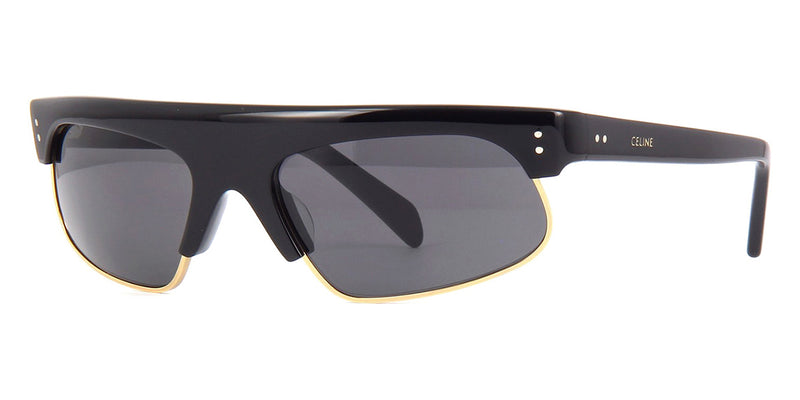 CELINE CL40107U 01A Black & Gold Semi-Rimless Wraparound