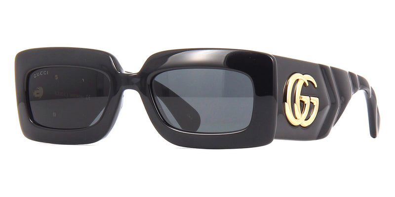 Brand New Gucci GG 0811 Black & Gold Rectangle Sunglasses
