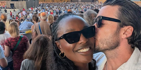 Television presenter AJ Odudu was seen wearing black Saint Laurent Sun SL 276 Mica 001 cat eye sunglasses in her Instagram post, August 2025. Shop online now on Pretavoir