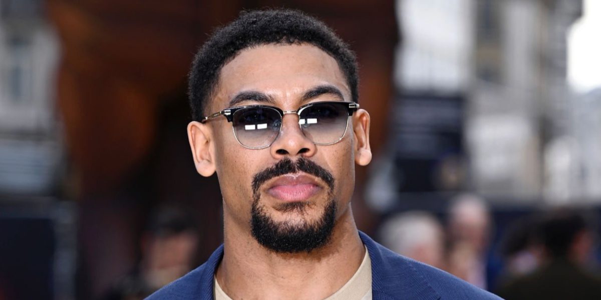 Aaron Pierre was seen wearing black and silver Paul Smith Linden PS24111S 045 clubmaster-style sunglasses at the world premiere of The Odyssey in London, July 2026.