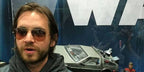 Actor Aaron Stanford was seen wearing gold Ray-Ban Aviator Large Metal RB 3025 001/M2 sunglasses with brown Polarised lenses