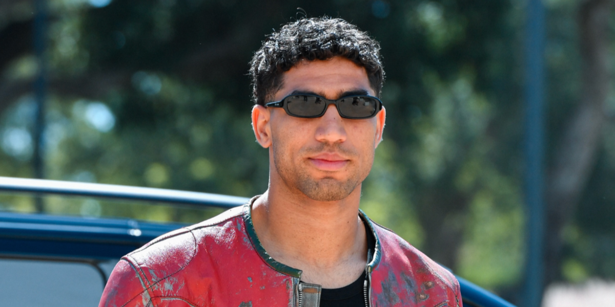 Moroccan footballer Achraf Hakimi was seen wearing black Saint Laurent Sun SL 872 Erin 001 sunglasses in his Instagram post, June 2026.