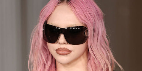 Slovak singer Adela Jergova was seen wearing Gucci GG2174S 001 shield sunglasses at the LACMA Art+Film Gala 2025 in Los Angeles.
