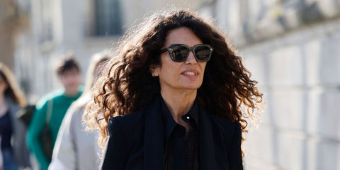 Tunisian-Italian model Afef Jnifen was seen wearing black Oliver Peoples Kienna OV5526SU 1005/87 sunglasses at the Elie Saab Fall/Winter 2025 fashion show during Paris Fashion Week
