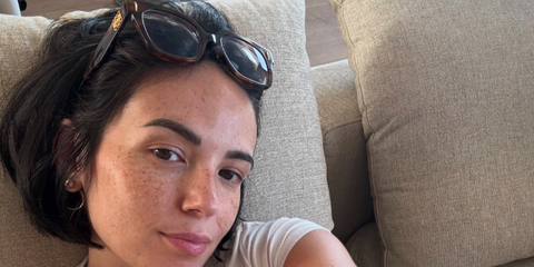 French journalist and television presenter Agathe Auproux was seen wearing tortoiseshell Loewe Anagram LW40129U 53V sunglasses in her Instagram post, September 2025. Shop online now on Pretavoir