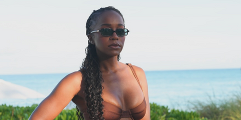 Aja Naomi King was seen wearing Miu Miu Regard MU 11ZS 16K07O sunglasses in her Thread post ahead of the 2024 Emmy Awards and Paris Fashion Week Spring/Summer 2025