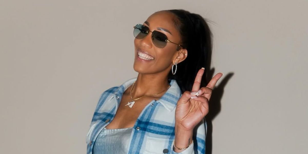 A'ja Wilson is seen wearing Fred FG40011U 30V sunglasses with blue lenses in her Instagram post