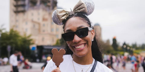 A'ja Wilson is seen wearing Off-White Branson OERI111 1007 sunglasses in her Instagram post