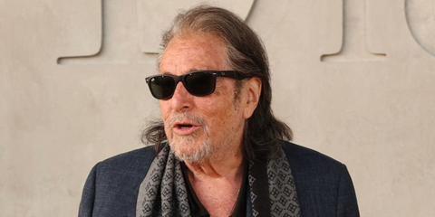 Al Pacino was seen wearing rubber black Ray-Ban New Wayfarer 2132 622 sunglasses at the Dior Cruise 2027 fashion show in Los Angeles
