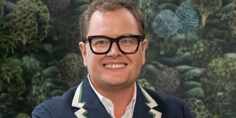 Alan Carr was seen wearing dark havana Gucci GG1522O 006 optical glasses in an interview