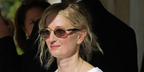 Italian acress Alba Rohrwacher was seen wearing gold Prada PR 65ZS ZVN20I oval sunglasses with violet lenses at the 83rd Venice Film Festival, September 2026.