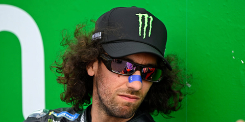Spanish motorcycle racer Alex Rins was seen wearing black Oakley Permian OO9520 01 Prizm sunglasses at the MotoGP of Thailand, February 2026.