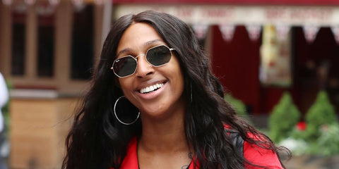 Winner of The X Factor 2008 Alexandra Burke was seen wearing gold Ray-Ban Octagonal RB 3556N 001 sunglasses at the Global Radio stations in London