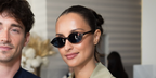 Alexandra Saint Mleux, wife of Charles Leclerc, was seen wearing tortoiseshell Jimmy Choo JC5068U 5002/80 oval sunglasses with blue lenses as they arrived at Hotel Martinez for Cannes Film Festival 2026.