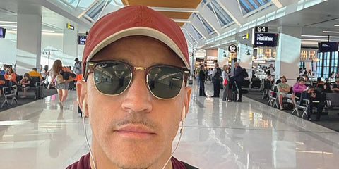Chilean footballer Alexis Sanchez of the Sevilla FC was seen wearing tortoiseshell Ray-Ban Clubmaster RB 3016 990/58 Polarised sunglasses in his Instagram post, July 2024.