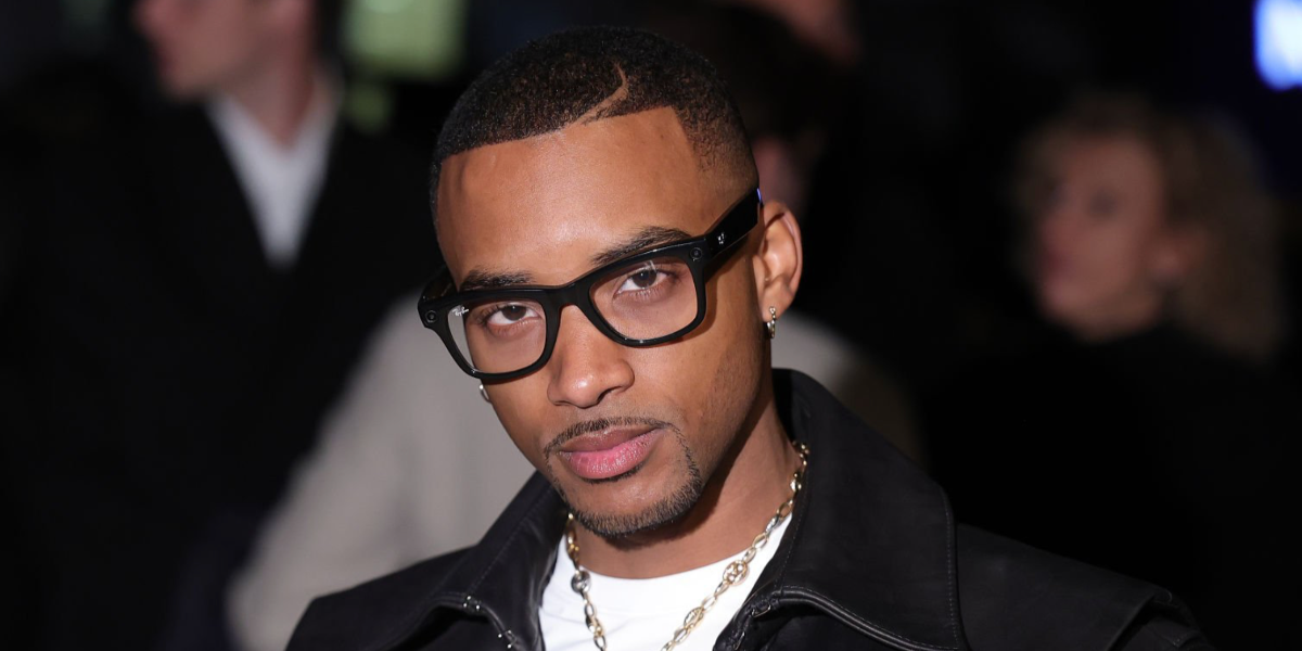 Celebrity, actor, and singer Algee Smith was seen wearing Ray-Ban Meta Wayfarer Gen 2 RW4012 601S/SB Smart Glasses during London Fashion Week, Fall/Winter 2026 season.