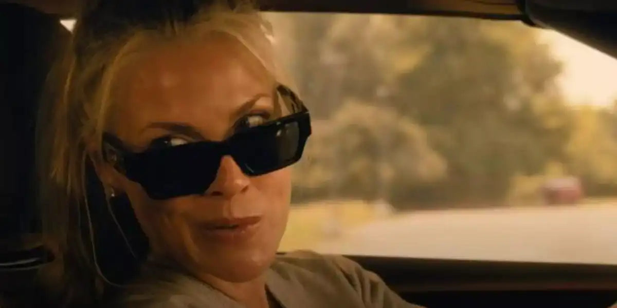 Actress and former model Ali Larter was seen wearing black Versace 4459 GB1/87 sunglasses in Landman, season 1 episode 7, as Angela Norris. Shop online now on Pretavoir