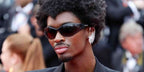 Alton Mason is seen wearing Balenciaga BB0285S 001 shield sunglasses to attend the 2023 Cannes Film Festival