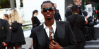 Alton Mason is seen wearing Dolce&Gabbana DG2298B 05/87 shield sunglasses to the 2024 Cannes Film Festival