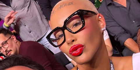 Amber Rose wears Bottega Veneta BV1032O 001 optical glasses in her Instagram post