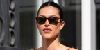 Amelia Gray Hamlin was seen wearing tortoiseshell Saint Laurent Sun SL 890 Betty Thin 003 sunglasses with grey lenses at the Saint Laurent Menswear Spring/Summer 2027 fashion show during Paris Men's Fashion Week.