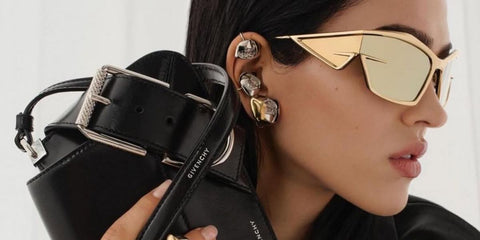 Amelia Gray Hamlin modeled Givenchy Giv Cut Metal GV40066U 30G sunglasses for the brand's Fall/Winter 2024 campaign