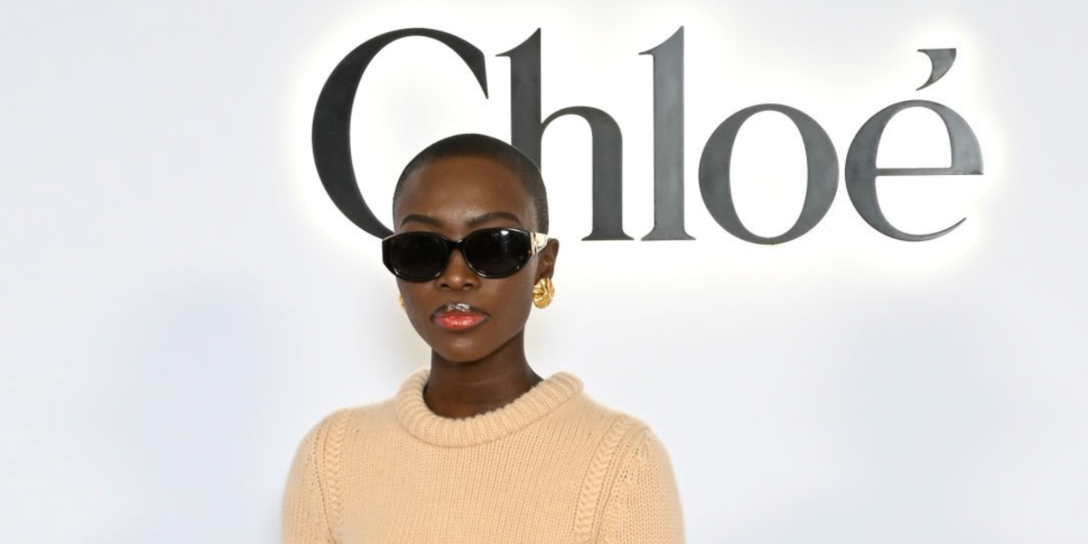Senegalese-Italian model Amina Seck was seen wearing tortoiseshell Chloe CH0237SK 002 round sunglasses at the Chloé Fall/Winter 2024 fashion show during Paris Fashion Week