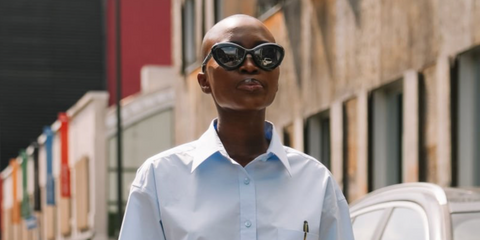 Senegalese-Italian model Amina Seck was seen wearing black Moschino MOS 163/S 8079O cat eye sunglasses at the Moschino Menswear Spring/Summer 2025 fashion show during Milan Men's Fashion Week. Shop online now on Pretavoir