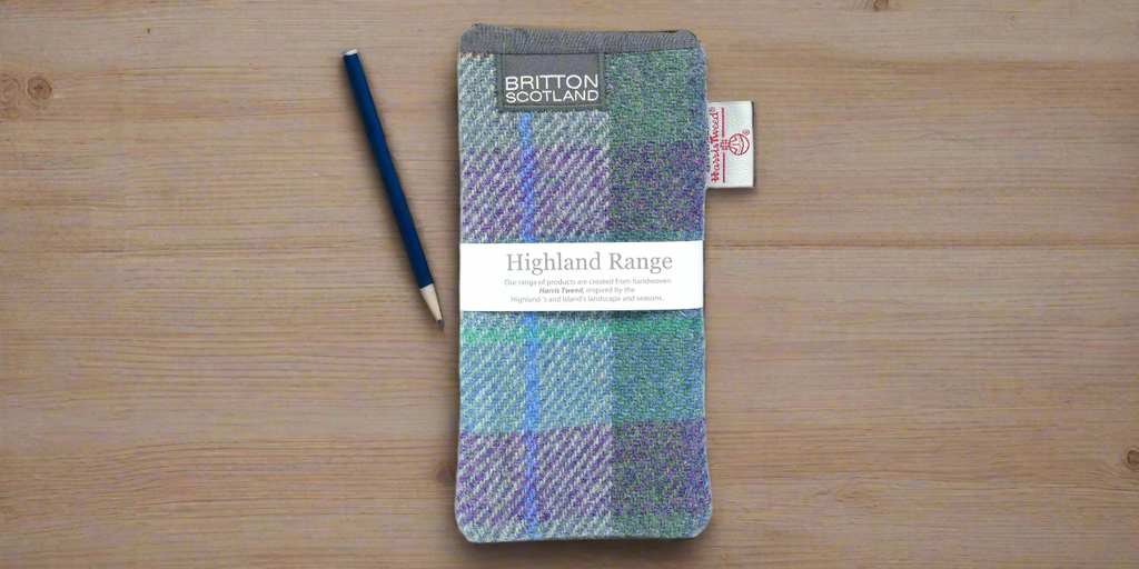 Amy Britton Highland Harris Tweed Blue Green Plaid Soft Case