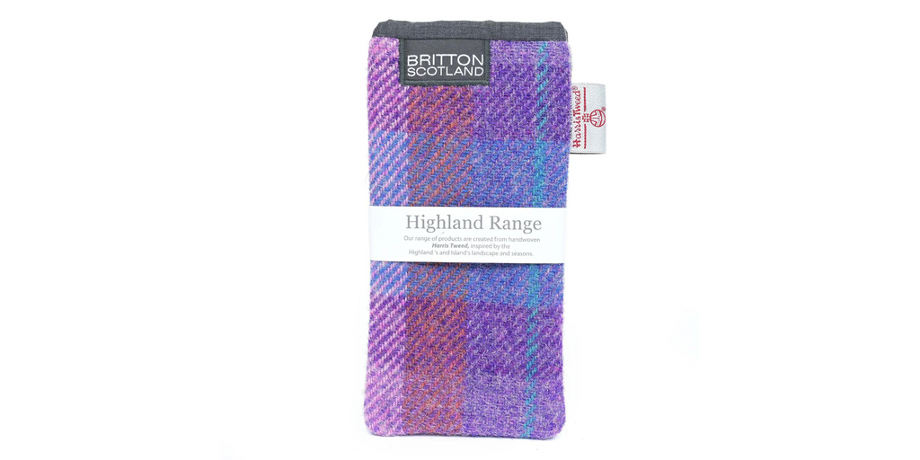 Amy Britton Highland Harris Tweed Pink Lavender Plaid Soft Case