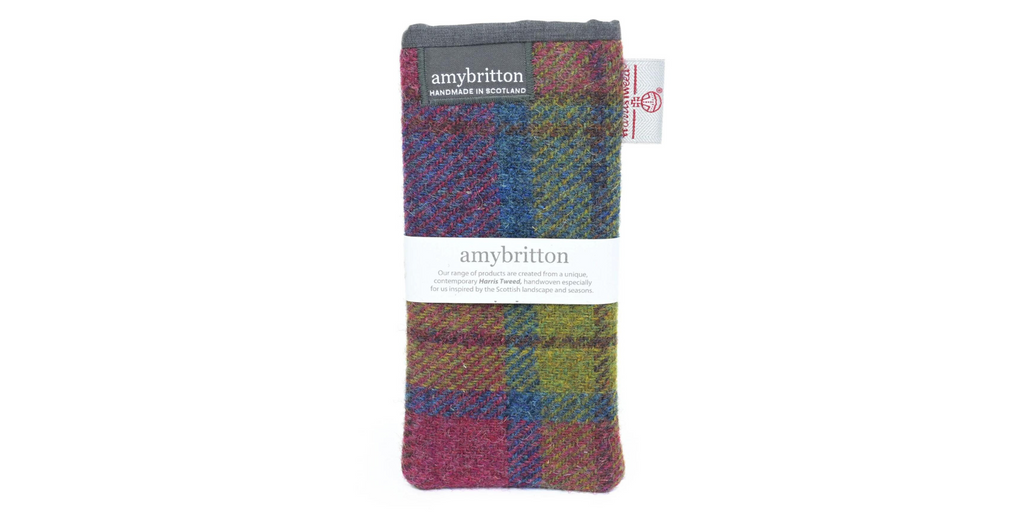 Amy Britton Highland Harris Tweed Purple Multi Plaid Soft Case