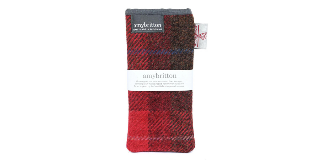 Amy Britton Highland Harris Tweed Red Plaid Soft Case