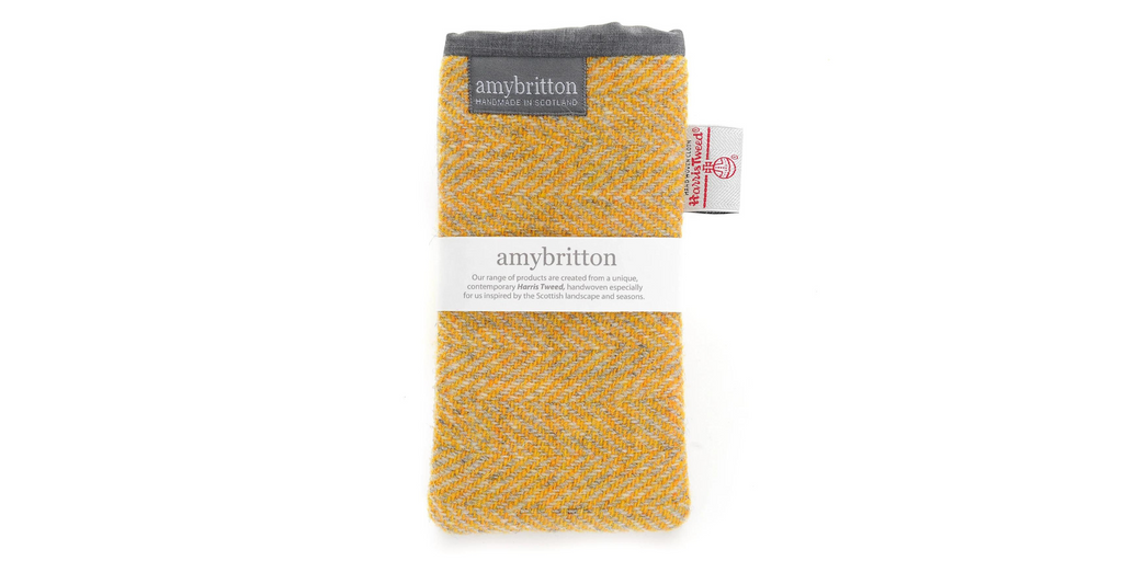 Amy Britton Landscape Harris Tweed Barley Yellow Soft Case