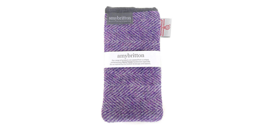 Amy Britton Landscape Harris Tweed Harebell Purple Soft Case