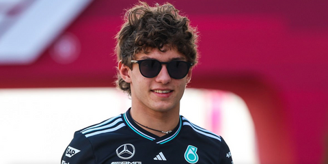 Formula racing driver Andrea Kimi Antonelli was seen wearing black David Beckham DB 1114/S 2M2IR sunglasses at the F1 Grand Prix of Qatar 2025.