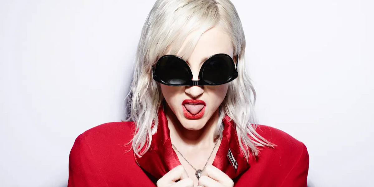 Actress Andrea Riseborough was seen wearing black Persol 0649 95/31 sunglasses (downwards) at the Persol & BFI London Film Festival Awards Party Portraits shot by Rankin in October 2018.