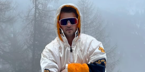 Television personality Andrew Le Page of Love Island (2022) was seen wearing matte white Oakley Sutro OO9406 06 sunglasses in his Instagram post, December 2024.