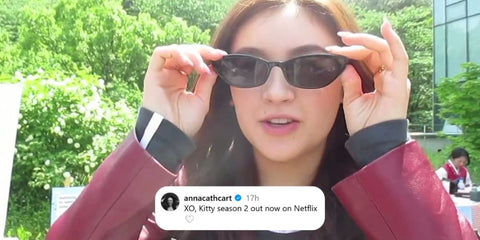 Canadian actress Anna Cathcart was seen  wearing black Balenciaga BB0402S 001 Neo Oval 2.0 sunglasses in her social media promoting Netflix show XO. Kitty season 2