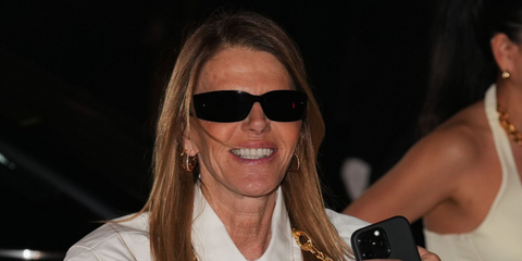 Anna Dello Russo was seen wearing black Balenciaga BB0458S 001 sunglasses at the Balenciaga Fall/Winter 2026 fashion show during Paris Fashion Week.
