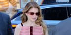 Anna Kendrick was seen wearing transparent pink peach Prada PR 17WS 19Q10D sunglasses in New York City, April 2025. Shop online now on Pretavoir