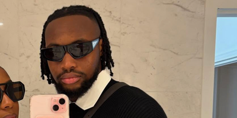Footballer Antoine Semenyo was seen wearing black Bottega Veneta BV1277S 001 sunglasses in his Instagram post, March 2025.