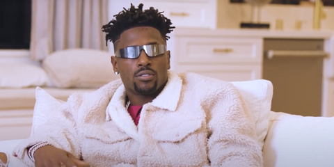 Antonio Brown was seen wearing Balenciaga BB0041S 002 sunglasses in an interview with 'I Am Athlete' channel on YouTube