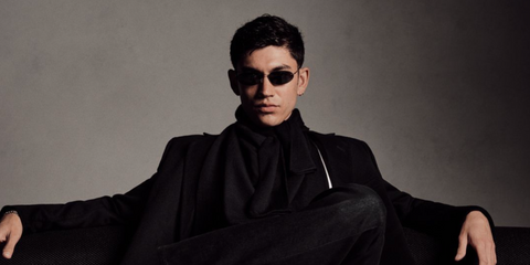 Archie Renaux was seen wearing Giorgio Armani AR1508M 3001/87 round sunglasses in the That's So Armani campaign, January 2025